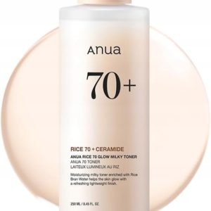 Anua Rice 70 Glow Milky Toner Rozświetlający Tonik Ryżowy do Twarzy, 250ml