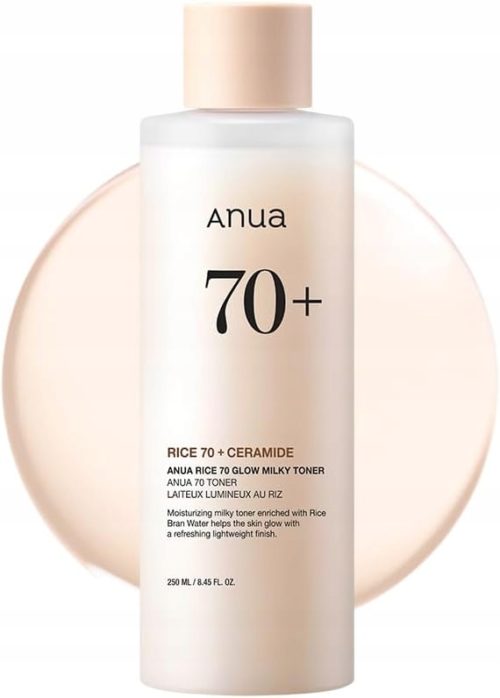 Anua Rice 70 Glow Milky Toner Rozświetlający Tonik Ryżowy do Twarzy, 250ml